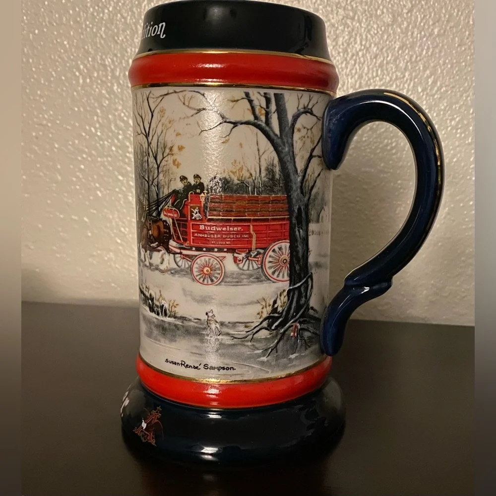 Budweiser 1990 Collector Beer Stein An American Tradition Clydesdales Tankard